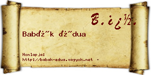 Babák Édua névjegykártya